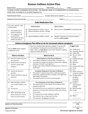 Kansas Asthma Action Plan  Form