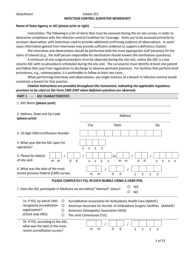 Infection Control Worksheet  Form