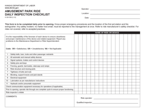  Amusement Ride Inspection Checklist 2012-2024