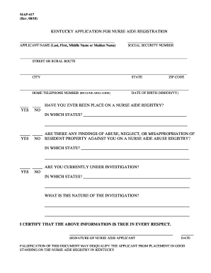 Ky Nurse Aide Registry Renewal Form