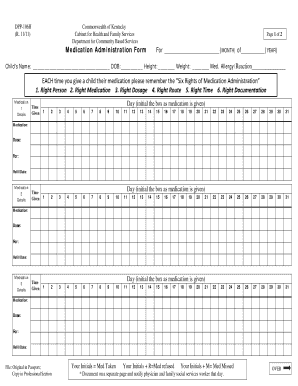 Medication Administration Form for CHFS Online Manuals Manuals Sp Chfs Ky