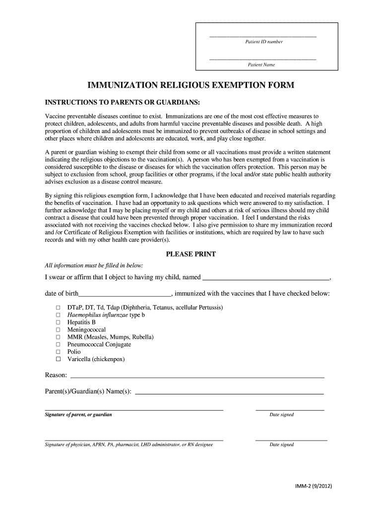 Kentucky Vaccine Exemption Form