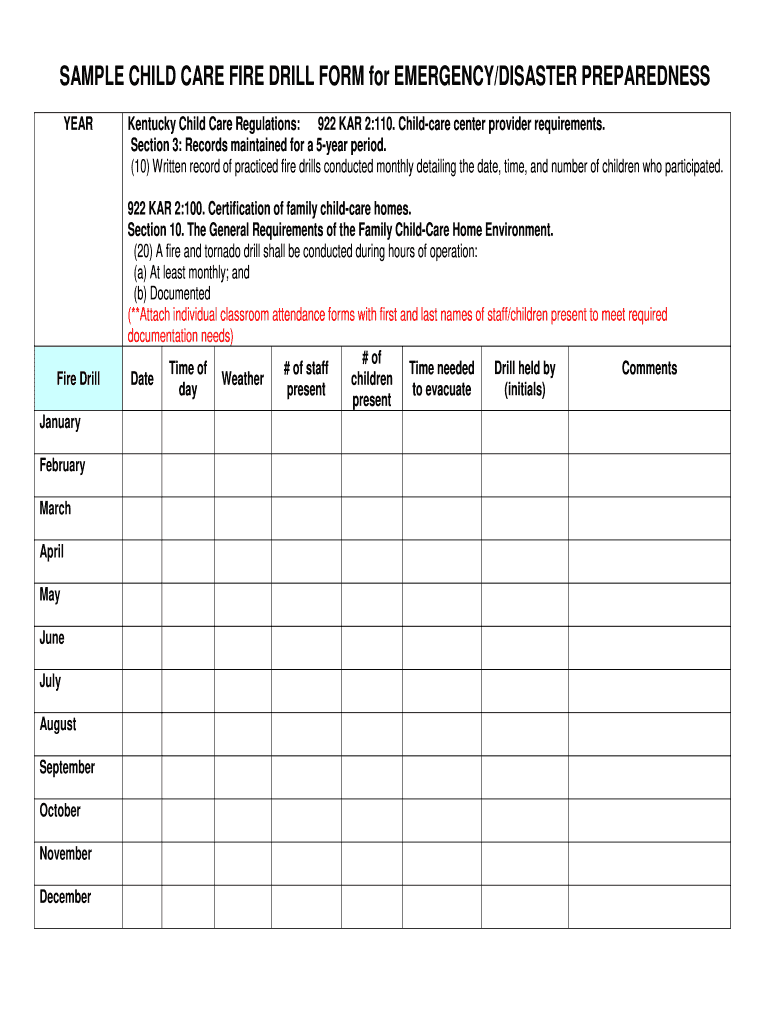Emergency Drill Documentation Sheet  Form