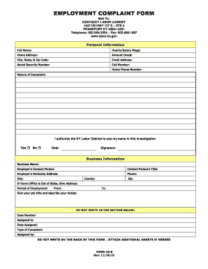 Ky Labor Board Complaint  Form