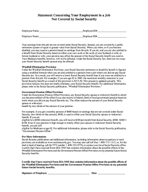 Social Security Form SSA 1945 San Francisco State University