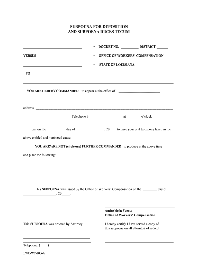 Subpoena Documents  Form