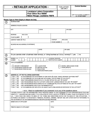 What is a louisiana lottery retailer application control number - Fill Out and Sign Printable ...