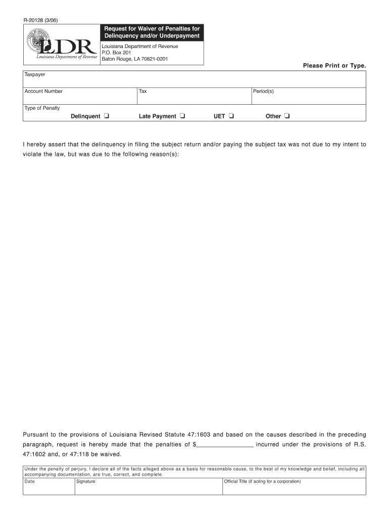  Form R 20128  Louisiana Department of Revenue  Revenue Louisiana 2006-2024