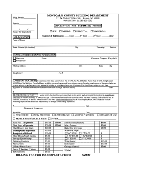 Montcalm County Plumbing Permi Form