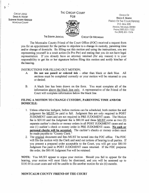 Montcalm County Custody Applications Form