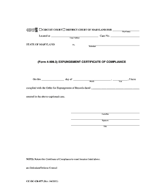  Form 4 508 3 EXPUNGEMENT CERTIFICATE Maryland Courts Courts State Md 2015