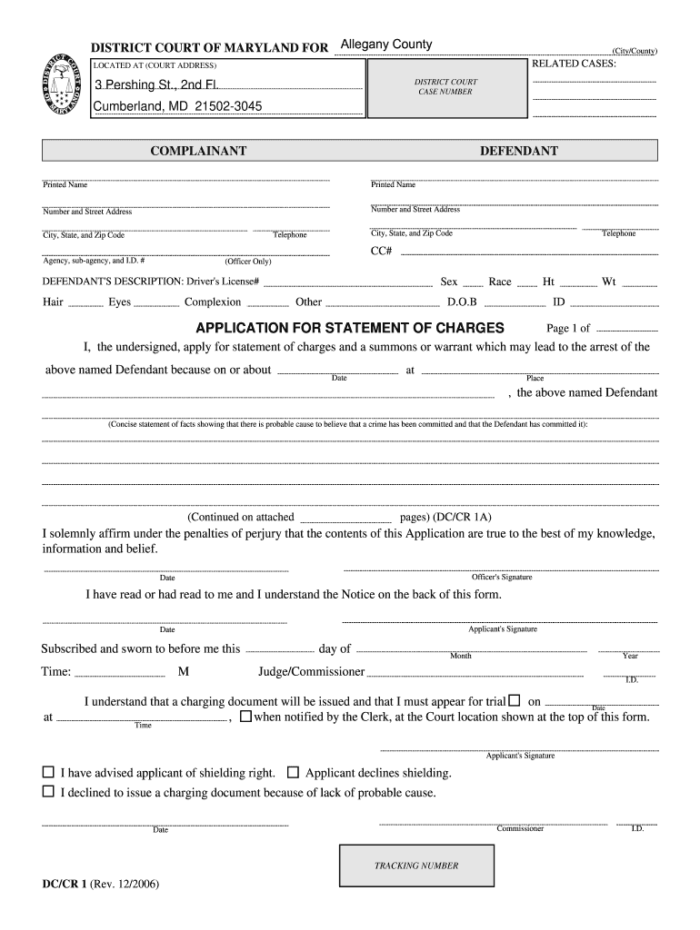  Maryland Statement of Charges Form 2006-2024