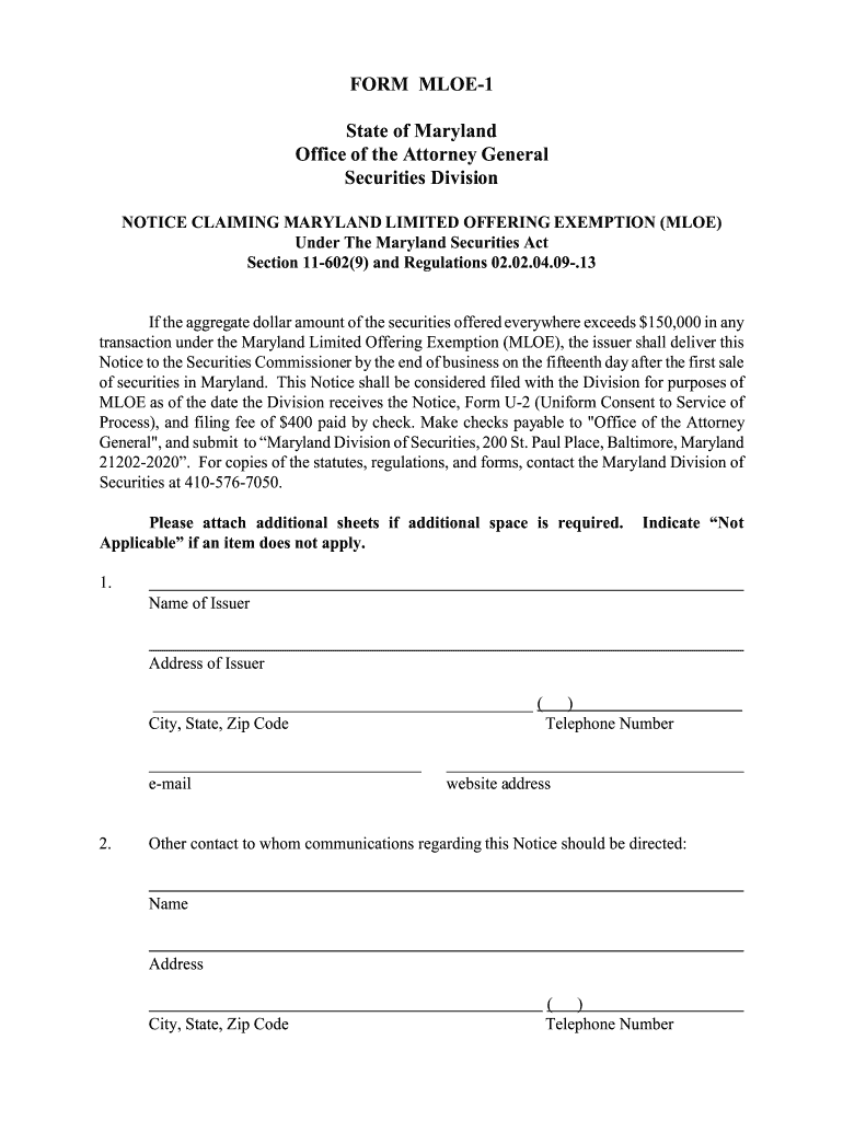 Maryland Mloe 1  Form