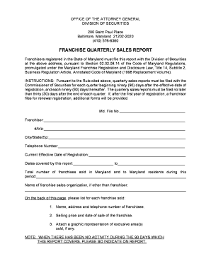 Maryland Division of Securities  Form