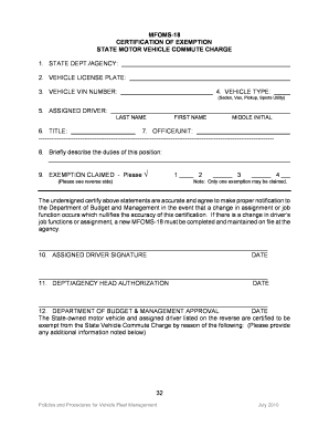 MFOMS 18 Certification of Exemption Form Maryland Department Dbm Maryland