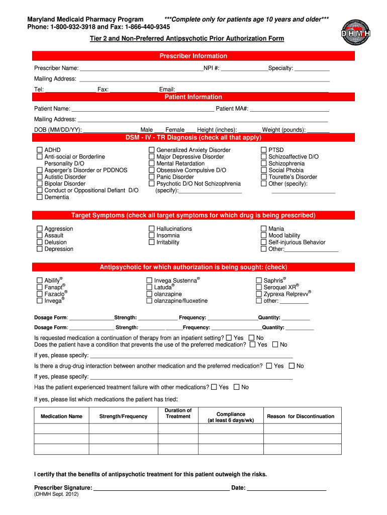  Maryland Physicans Care Prior Auth Forms 2012-2024