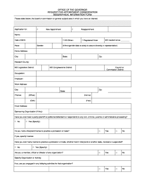 Biographical Information Form