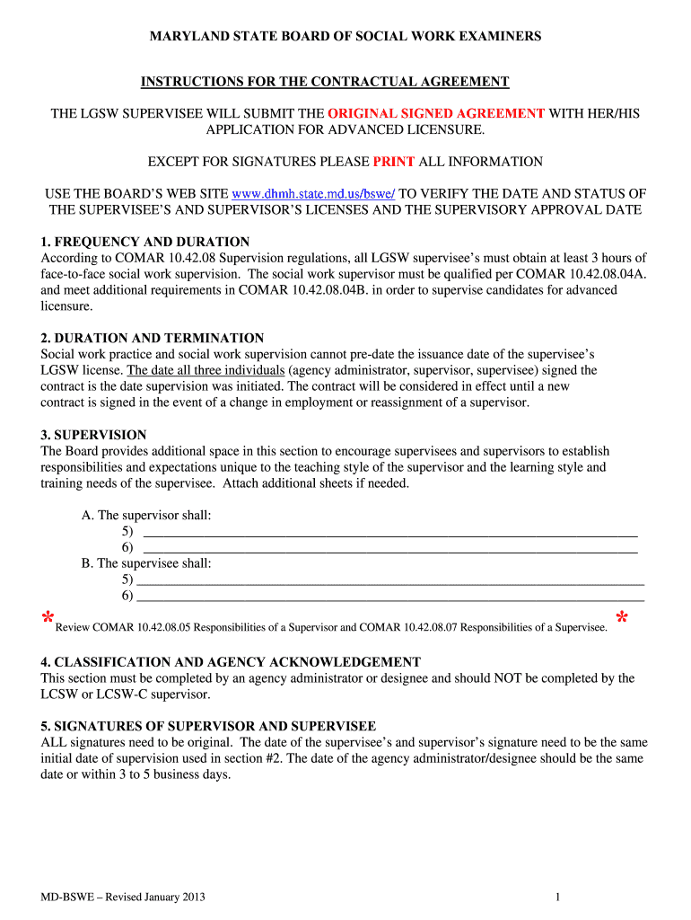  Board of Social Work Examiners Maryland  Form 2013