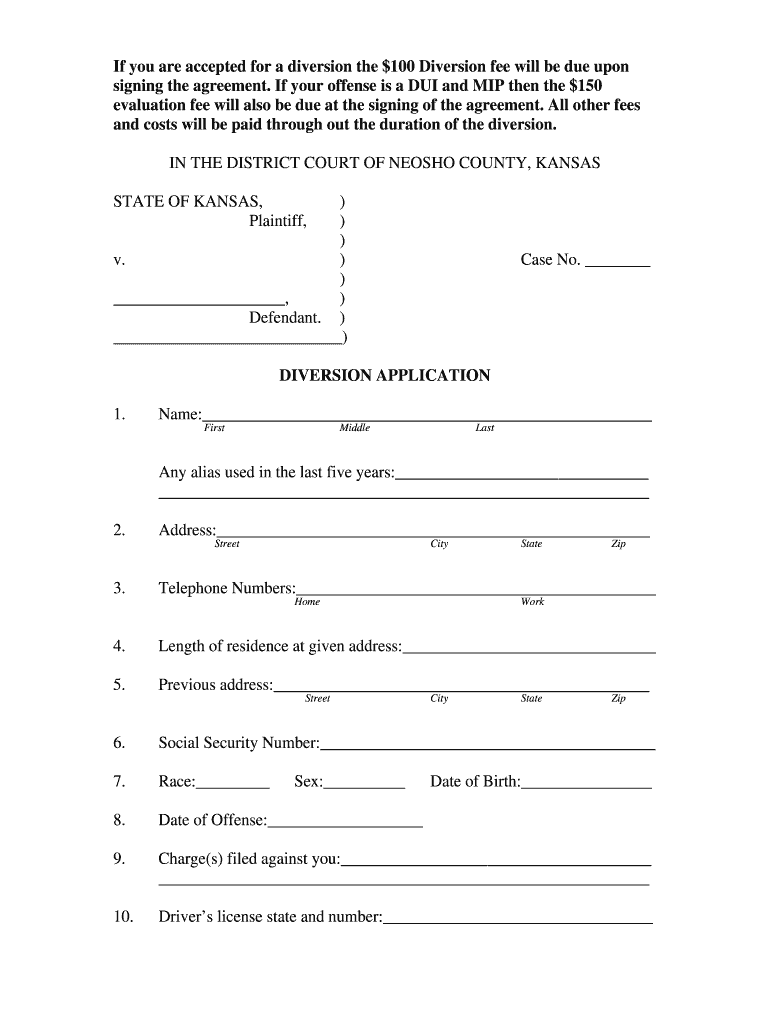 Diversion Application Neosho County  Form