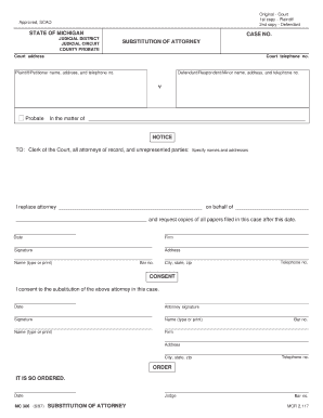 Scao Substitution of Attorney  Form
