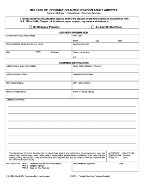 FIA 1920 Release of Information Authorization