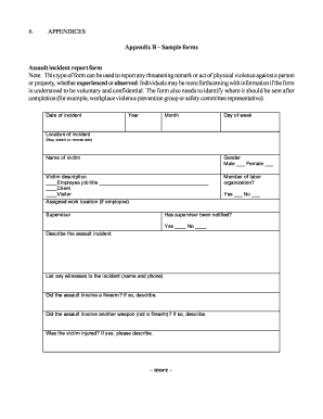 Physical Assault Report Sample  Form