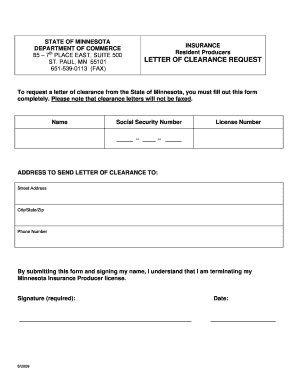 Letter of Clearance Request Minnesota Gov Mn  Form