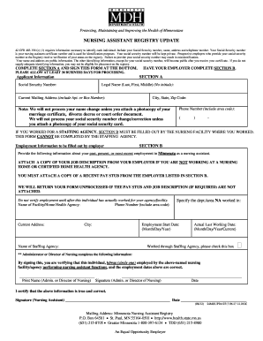 Mn Nursing Assistant Registry Renewal Form