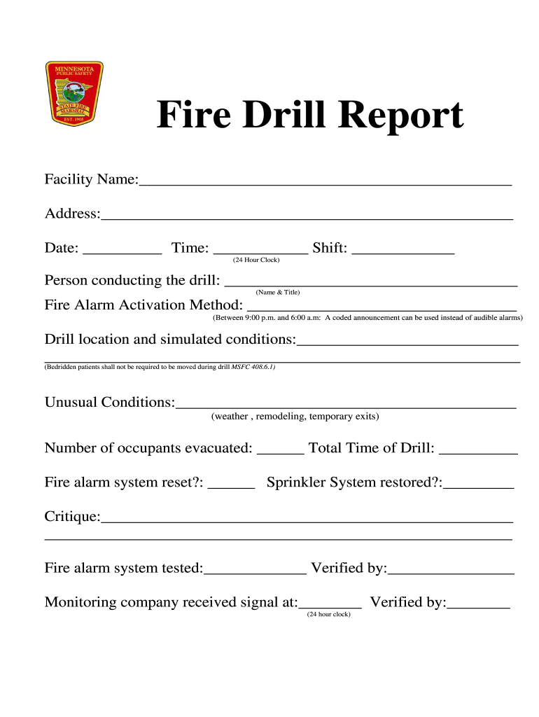 Fire Drill Template Fill Out And Sign Printable Pdf Template
