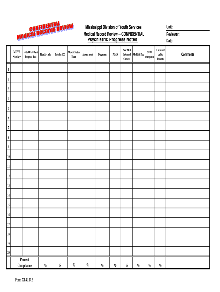 Pediatric Progress Note Template  Form