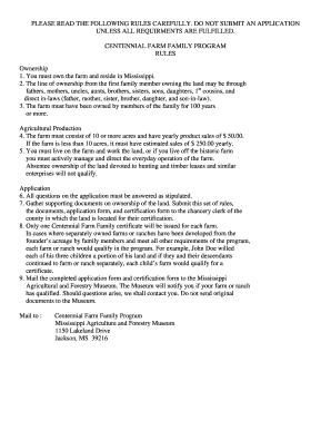 Centennial Farm  Form