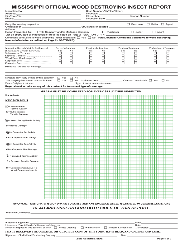 Mississippi Wood Destroying Insect Report  Form