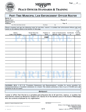 Mississippi Law Enforcement Training and Standards Board  Form