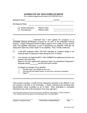  Unemployment Affidavit for Nsfas 2010