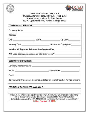 Job Fair Registration Form City of Albany, Georgia Albany Ga