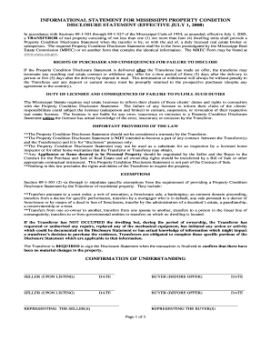  Mississippi Property Disclosure Statement Pcds 2008-2024