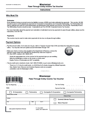 Pass through Entity Income Tax Voucher Mississippi Department Dor Ms  Form