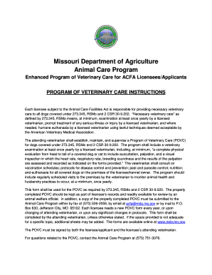 Enhanced Program of Veterinary Care Missouri Department of Mda Mo  Form
