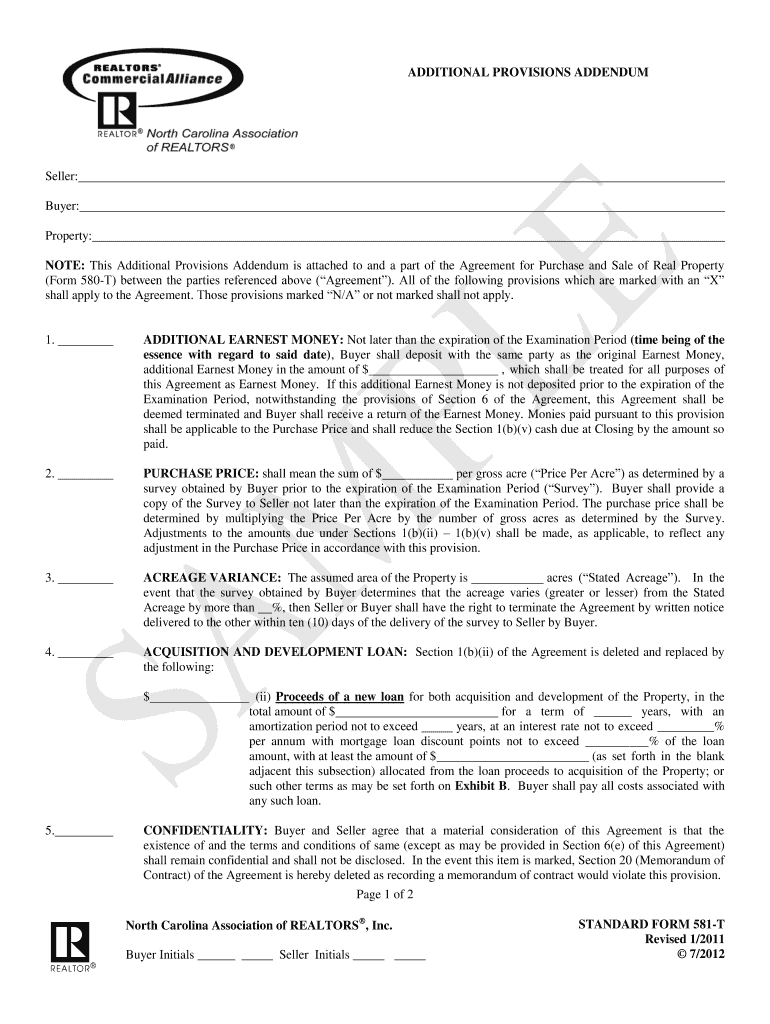 Additional Provisions Addendum  Form