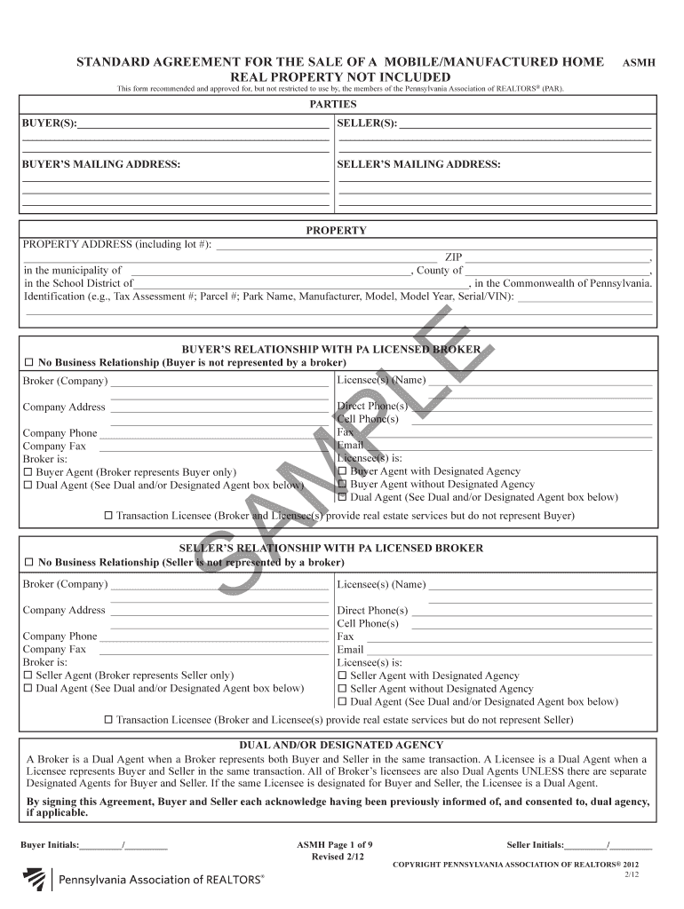 Mobile Home Purchase Agreement PDF  Form
