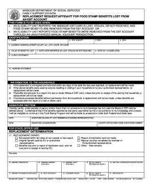 Replacement Food Stamps  Form