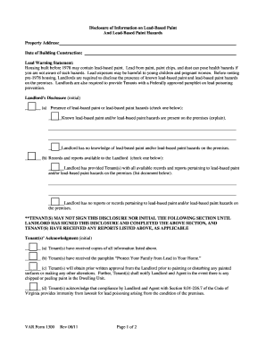 VAR Form 1300 Rev 0811 Page 1 of 2 Disclosure of Information on