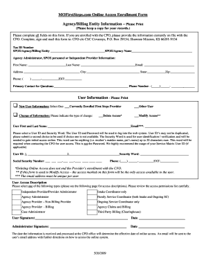 Missouri First Steps Enrollment Forms