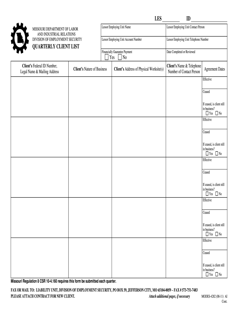 Get and Sign MODES 4282  Missouri Department of Labor & Industrial Relations  Labor Mo 2011 Form