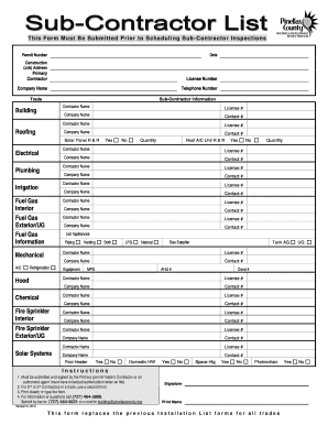 Pinellas County Subcontractor Form