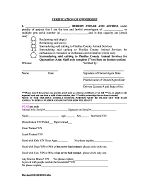 Pet Transfer of Ownership Document  Form