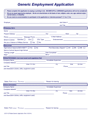 Job Service Generic Application Wsd Dli Mt  Form