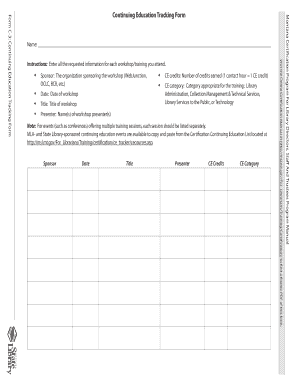 Continuing Education Tracking Form