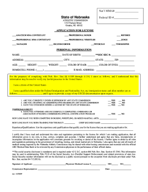 Nebraska Athletic Commission  Form