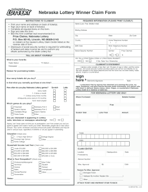  Nebraska Lottery Winner Claim Form 2019